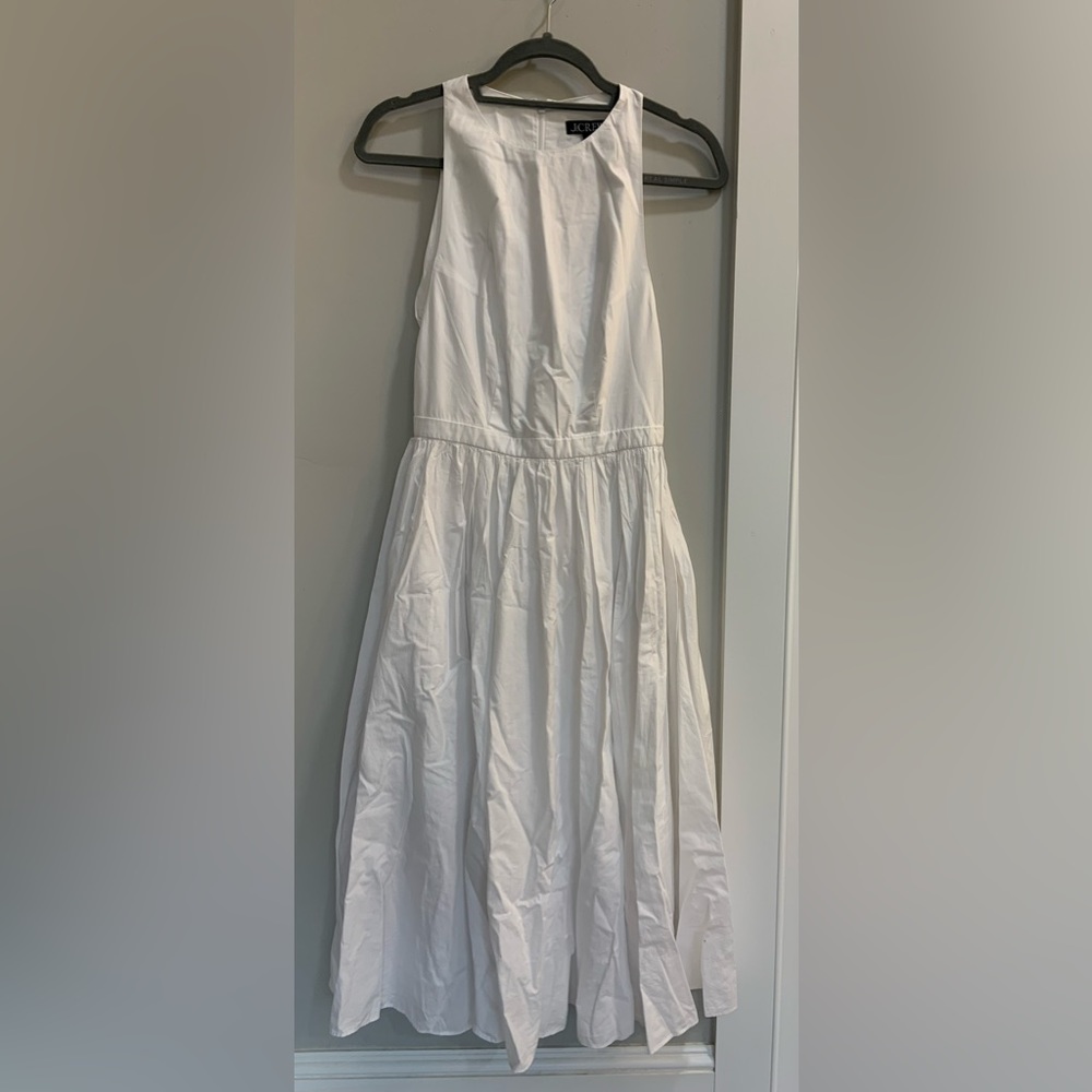 JCrew High Neck Cotton Poplin Midi Dress: 00 NEW